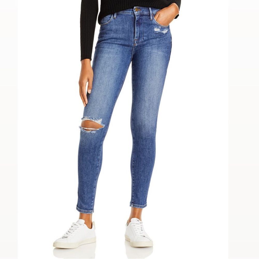 Frame “Le High” Distressed Skinny Jeans Size 27